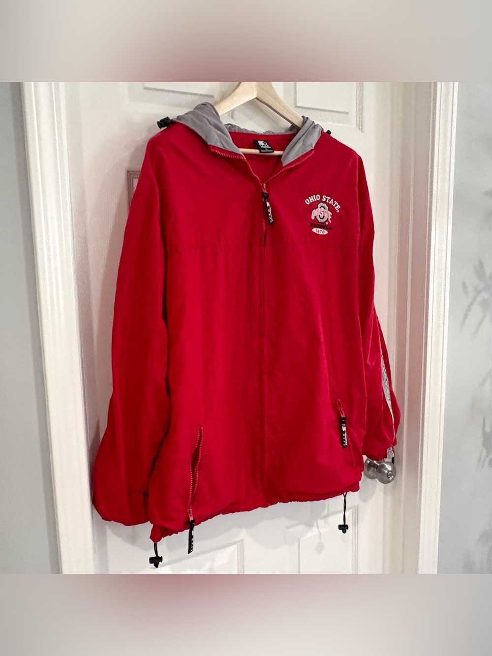 Ohio State Buckeyes Team Starter Zip Up Hood Jacket Rain Coat Men XL Football - Picture 5 of 16